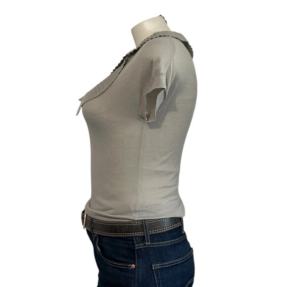 Ann Taylor LOFT Pleated Ruffle Knit Top - M - Picture 3 of 5